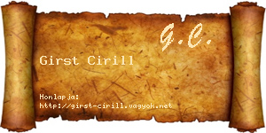 Girst Cirill névjegykártya